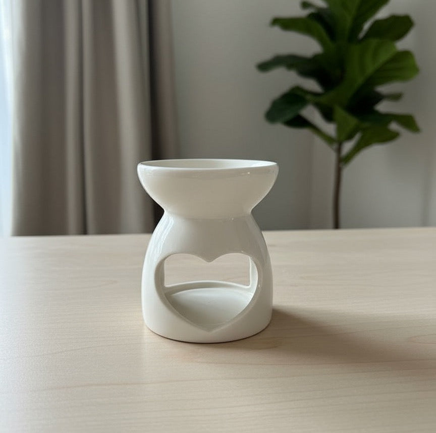 Quemador cerámica blanco corazón para wax melts solaina candles
