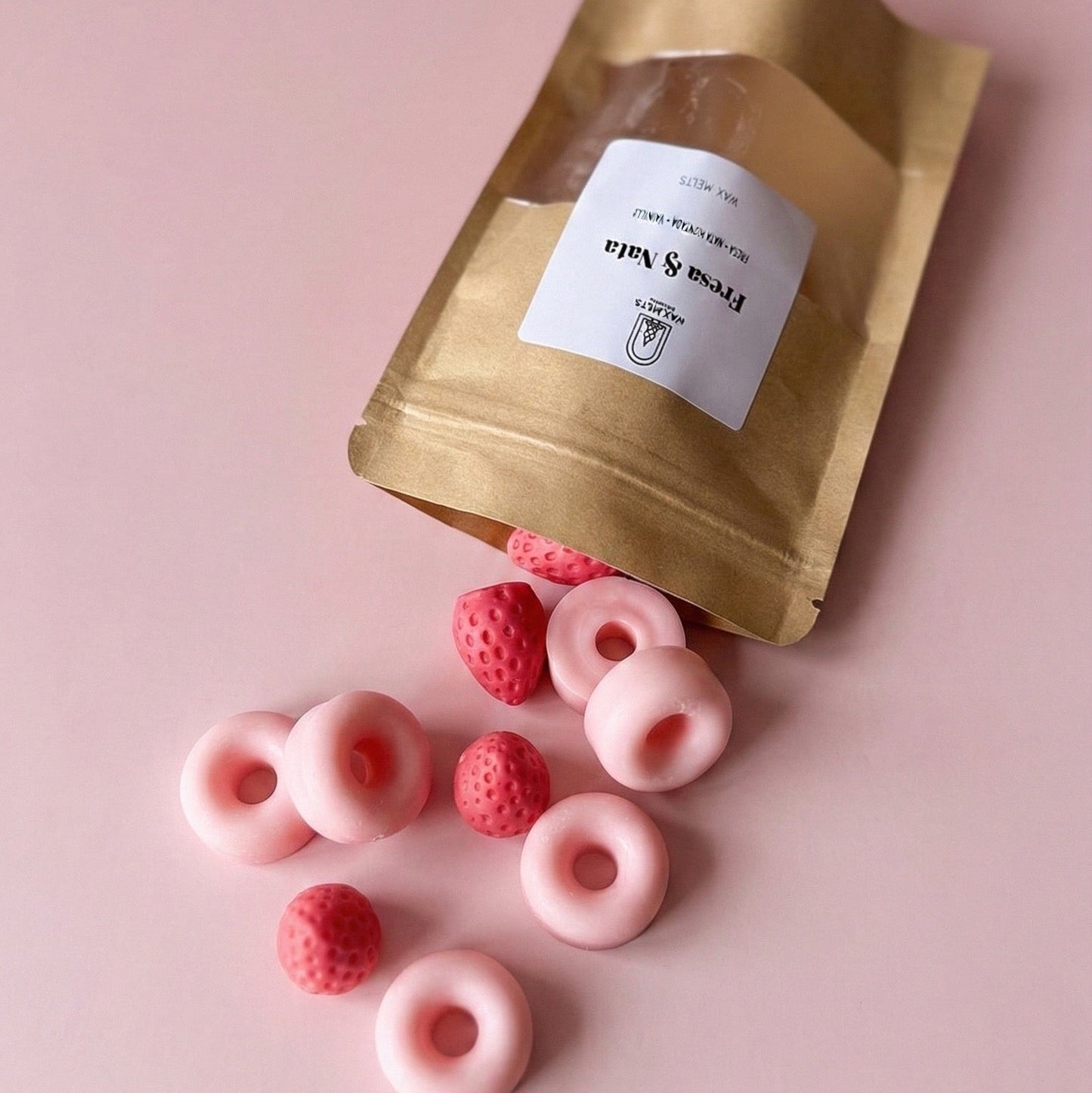 Bolsita wax melts 60gr fresa y nata solaina candles