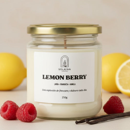 Vela aromática soja Limón frambuesa vainilla solaina candles